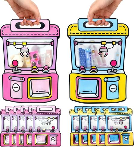 MITOB 20 Pack 2 Colors Small Cute Goody Bags for Children's Day Birthday Party Favor Treat Gift Bag with Handle Claw Machine Clear Resealable Stand Bulk Candy Snack Goodie Wraps Back to School Wedding in Saudi Arabia