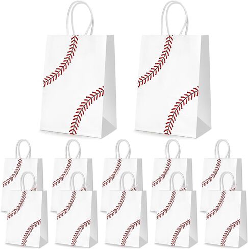 WATMTIN 12 Pcs Baseball Party Gift Bags, Baseball Pattern Goodie Bags with Handle, Paper Treat Candy Snack Bag for Baseball-Themed Party Games Sports Day Birthday Decorations Supplies in Saudi Arabia