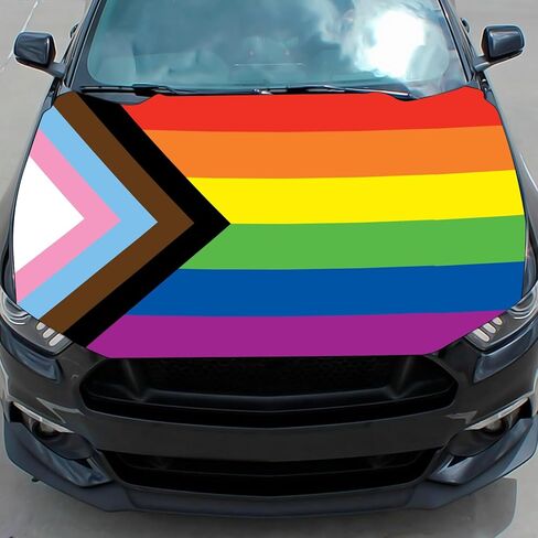 3.5x5 Ft Rainbow Car Hood Cover Flag LGBT Cover Flag Super Elastic Washable UV Resistance Engine Cover Decoration Event Item in Saudi Arabia