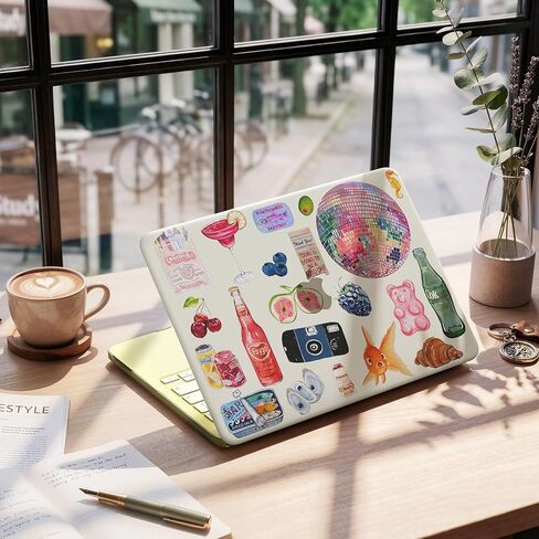 iCasso Compatible with New MacBook Neo 13 inch Case 2026 Release Model A3404, Anti-Scratch & Crack & Fingerprint MacBook Neo Accessories for Work Study Travel Daily Use, Pink Retro Stickers in Kuwait
