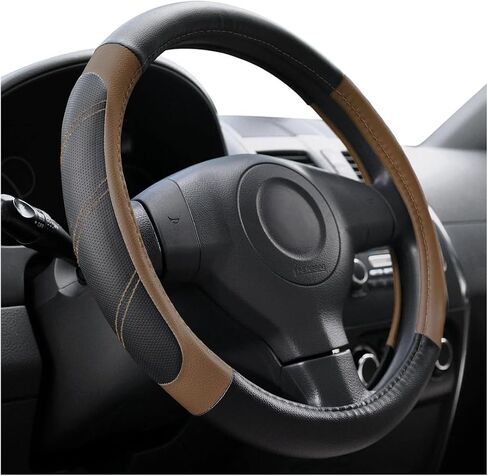 Car Steering Wheel Cover, Carbon Fiber Leather Vehicle Steer Wheel Protector, Breathable Sporty Anti-Slip Automotive Interior Steering Wrap Cover Accessories, Universal Fit (Pink) in Saudi Arabia