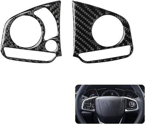 AJHLJ® 2Pcs Carbon Fiber Steering Wheel Button Switch Panel Trim Cover Car Decoration Accessories For Honda Civic 10th FC/FK 2016~2021 in Saudi Arabia