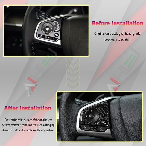 AJHLJ® 2Pcs Carbon Fiber Steering Wheel Button Switch Panel Trim Cover Car Decoration Accessories For Honda Civic 10th FC/FK 2016~2021 in Saudi Arabia