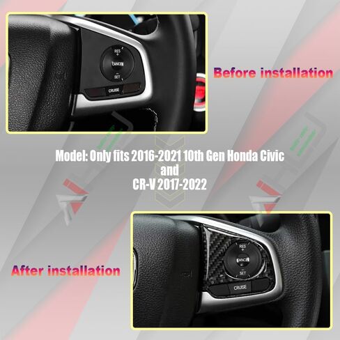 AJHLJ® 2Pcs Carbon Fiber Steering Wheel Button Switch Panel Trim Cover Car Decoration Accessories For Honda Civic 10th FC/FK 2016~2021 in Saudi Arabia