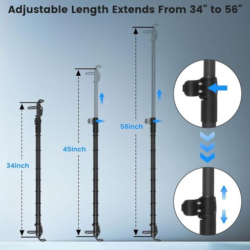 Adjustable Vehicle Clothes Hanging Bar, Car Clothes Hanger Bar 34-54" Non-Slip Rubber Bands Clothing Bar for Hanging in Vehicle Strong Load-bearing Steel Fits SUVs Vans Trucks Cars Keep Clothes Neat in Saudi Arabia