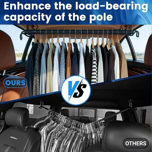 Adjustable Vehicle Clothes Hanging Bar, Car Clothes Hanger Bar 34-54" Non-Slip Rubber Bands Clothing Bar for Hanging in Vehicle Strong Load-bearing Steel Fits SUVs Vans Trucks Cars Keep Clothes Neat in Saudi Arabia