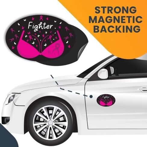 Magnet Me Up Fighter Breast Cancer Awareness Magnet Decal, 4x6 Inches, Heavy Duty Automotive Magnet for Car, Truck SUV in Kuwait