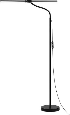 24W/2600LM LED Floor Lamp, Bright Reading Floor Lamps with Dual Head Adjustable Gooseneck, Dimmable Standing Task Lamp for Office Living Room Bedroom, Modern Eye Caring Light for Puzzle Craft Sewing in Saudi Arabia