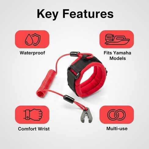 Boat Kill Switch Wrist Strap Compatible with Yamaha WaveRunner, Adjustable Floating Wrist Strap Switch Lanyard Jet Ski Key Wristband Boats Marine Motorboats Jet Ski Accessories in Saudi Arabia