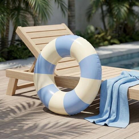 2 Pack Inflatable Swim Ring Set, Blue & White Pool Float Rings, Thickened PVC Swimming Tubes, Inflatable Pool Floats for Pool, Beach, Lake and Summer Water Fun in Saudi Arabia
