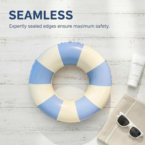 2 Pack Inflatable Swim Ring Set, Blue & White Pool Float Rings, Thickened PVC Swimming Tubes, Inflatable Pool Floats for Pool, Beach, Lake and Summer Water Fun in Saudi Arabia