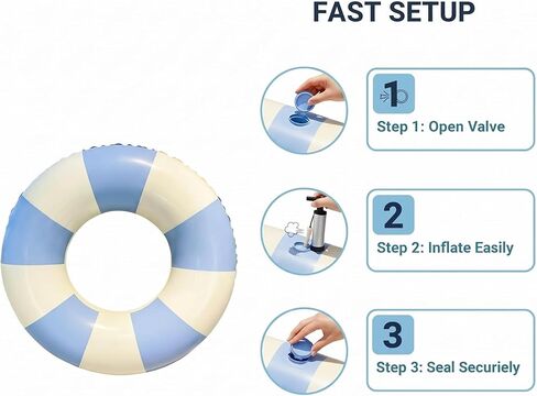 2 Pack Inflatable Swim Ring Set, Blue & White Pool Float Rings, Thickened PVC Swimming Tubes, Inflatable Pool Floats for Pool, Beach, Lake and Summer Water Fun in Saudi Arabia