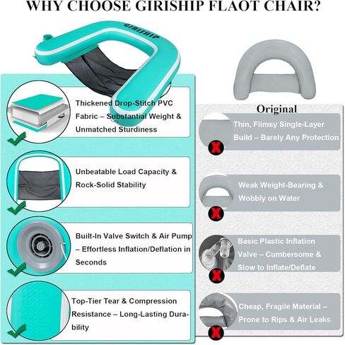 Inflatable Pool Float Chair for Lake Floating Pool Chairs Heavy Duty Floating Chair Lake Floats for Adults Pool Chair Floats Pool River in Saudi Arabia