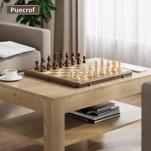 15 Inch Magnetic Wooden Chess Set, Rubberwood Folding Chessboard with Brown Dual-Sided Storage Trays, 2 Extra Queens & Dust-Proof Bag, Portable Travel Board Game(Vintage) in Saudi Arabia