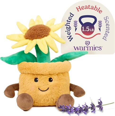 warmies Microwavable & Weighted Stuffed Animals, Yellow Flower Pot - Heated Stuffed Animal Plushie for Warmth & Comfort - Cute Soft Plush Toys for Adults & Children (Boys, Girls, Babies & Toddlers) in Kuwait