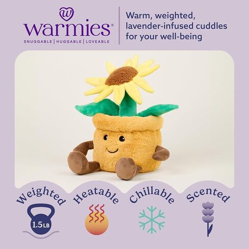 warmies Microwavable & Weighted Stuffed Animals, Yellow Flower Pot - Heated Stuffed Animal Plushie for Warmth & Comfort - Cute Soft Plush Toys for Adults & Children (Boys, Girls, Babies & Toddlers) in Kuwait