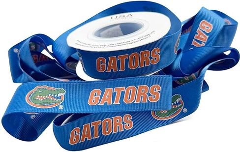 7/8" Florida Gators Grosgrain Decorative Ribbon, Licensed By USA Licensed Bows - Officially Licensed - 10 Yards (30 Feet) in Saudi Arabia