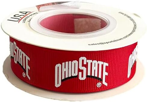 7/8" Ohio State Grosgrain Decorative Ribbon, Licensed by USA Licensed Bows - Officially Licensed - 5 Meters (16" Feet) in Saudi Arabia