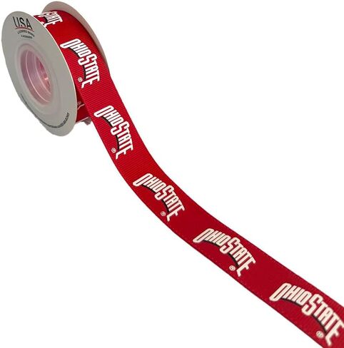 7/8" Ohio State Grosgrain Decorative Ribbon, Licensed by USA Licensed Bows - Officially Licensed - 5 Meters (16" Feet) in Saudi Arabia