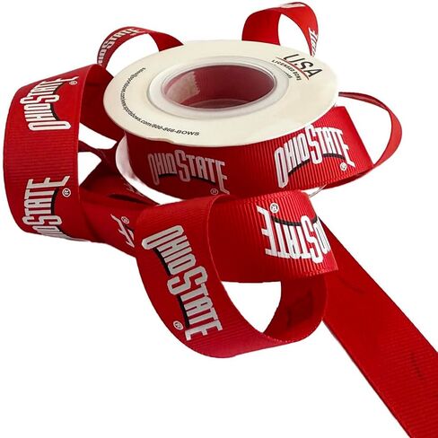7/8" Ohio State Grosgrain Decorative Ribbon, Licensed by USA Licensed Bows - Officially Licensed - 5 Meters (16" Feet) in Saudi Arabia