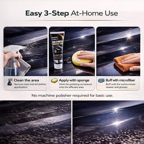 Car Scratch Remover for Light Scratches & Scuffs, Easy DIY Car Paint Repair Kit to Reduce Swirl Marks and Restore Shine, Polishing Compound with Sponge & Microfiber Towel (2Pcs) in Saudi Arabia