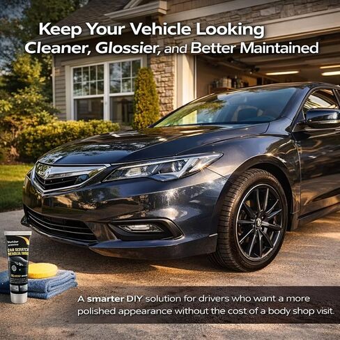 Car Scratch Remover for Light Scratches & Scuffs, Easy DIY Car Paint Repair Kit to Reduce Swirl Marks and Restore Shine, Polishing Compound with Sponge & Microfiber Towel (2Pcs) in Saudi Arabia