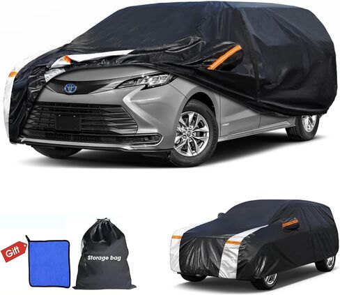 10 Layers Car Cover Custom Fit for Sienna 100% Waterproof All Weather Automobilesl, Heavy Duty Car Covers for Rain Sun UV Protection with Door Zipper. in Saudi Arabia