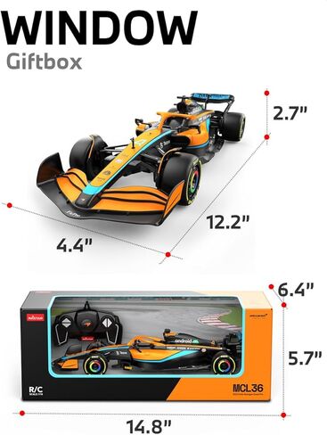 RASTAR 93300 1/18 Officially Licensed McLaren F1 MCL36 Racing RC Car Collectible Model with 2.4GHz Remote Control, Independent Suspension & DIY Labels for Play & Display - Ideal Gift for F1 Fans 6+ in Saudi Arabia