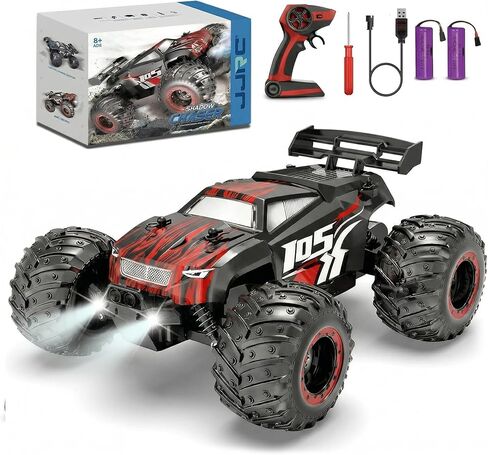 Remote Control Car, 2.4GHz high Speed 20km/H, 1:16 Scale 4 * 4 Off-Road RC Truck, High Speed All-Terrain Racing Vehicle with 2*Rechargeable Batteries, LED Lights, Gifts for Kids & Adults in Kuwait