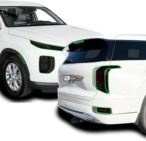 مجموعة ألوان المصابيح الخلفية الكاملة للمصابيح الأمامية من BOGAR TECH DESIGNS متوافقة مع Hyundai Palisade 2020-2022، دخان داكن in Kuwait