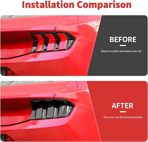 Rear Tail Light Cover Tail Light Lamp Cover Guard Trim Compatible with Ford Mustang 2024 + Exterior Accessories(Black) in Kuwait