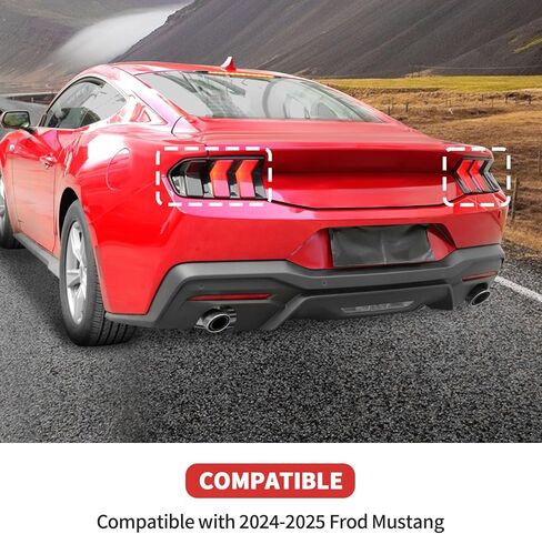 Rear Tail Light Cover Tail Light Lamp Cover Guard Trim Compatible with Ford Mustang 2024 + Exterior Accessories(Black) in Kuwait