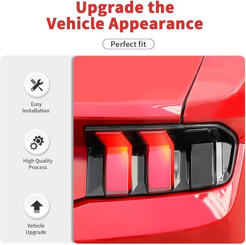 Rear Tail Light Cover Tail Light Lamp Cover Guard Trim Compatible with Ford Mustang 2024 + Exterior Accessories(Black) in Kuwait