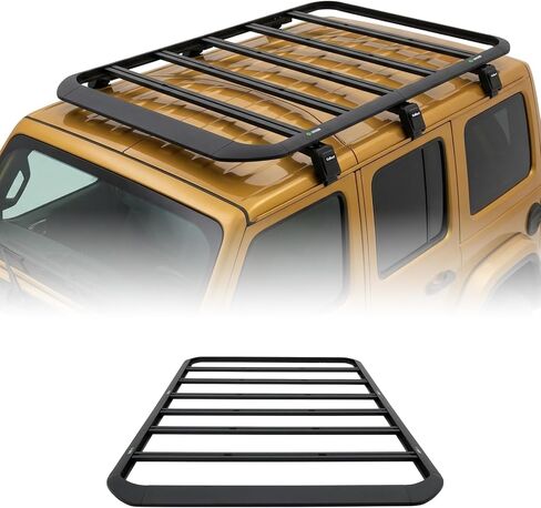 CALLIERT JL Aluminum Full-Length Roof Rack Kit Cross Bars Compatible with 2018-2026 Jeep Wrangler JL 4 Door, Cargo Basket and Hardtop Luggage Carrier Roof Platform in Saudi Arabia