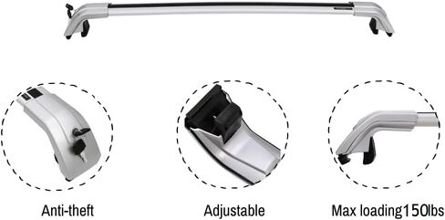 Roof Rack Cross Bars fit for Volkswagens VW Taos 2022-2024 (with Factory Side Rail) Silver Side Rails Cargo Bar in Saudi Arabia