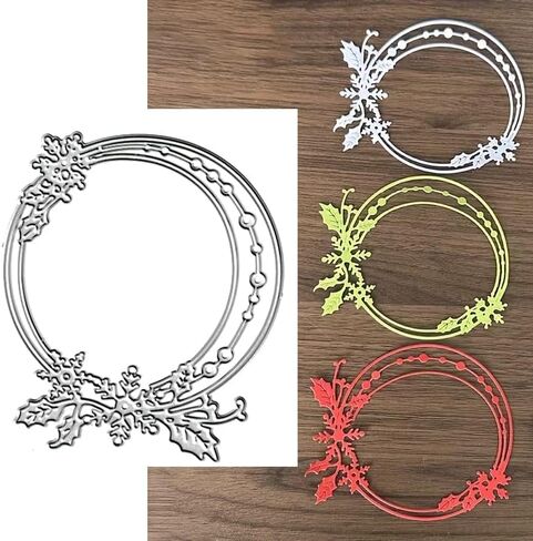 Christmas Snowflake Circle Frame Dies Metal Die Cuts, Cutting Dies Cut Stencils for DIY Scrapbooking Cards Photo Album Decorative Embossing Paper Dies for Scrapbooking Card Making in Kuwait