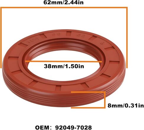 2pcs Lawn Mower Engine Lower Crankcase Oil Seal 92049-7028 38x62x8mm Compatible with Kawasaki FH531V FH541V in Saudi Arabia