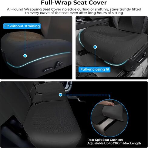 3 Packs Nappa Leather Front & Rear Seat Covers for Tesla Model Y/3 Highland/Juniper 2025 2026 Interior Accessories, Breathable All-Season Non-Slip Bottom Seat Protectors Cushion (Black) in Saudi Arabia