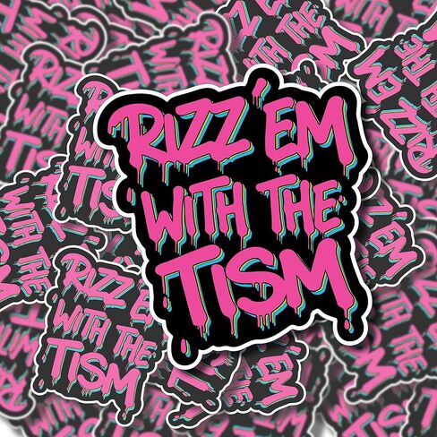 ملصق Rizz'Em with The Tism للسيارات والشاحنات وأجهزة الكمبيوتر المحمولة وأدوات المشروبات والتوعية بمرض التوحد in Kuwait