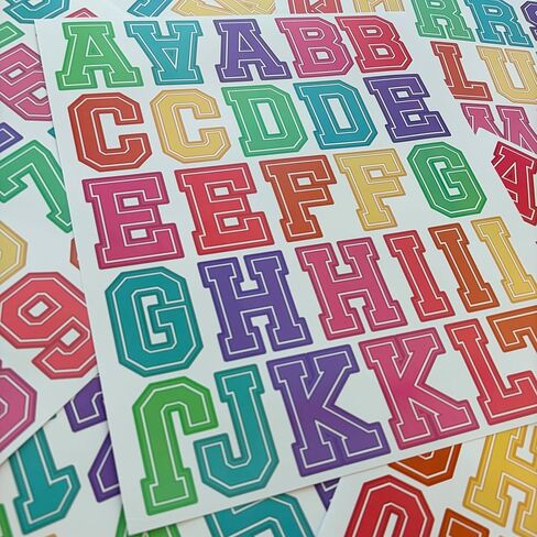 Rainbow Varsity Letterman Stickers, 150+ Vinyl Alphabet Stickers, 2.4 Inch Tall Decals for Arts, Crafts, Posters, and Scrapbooking in Saudi Arabia