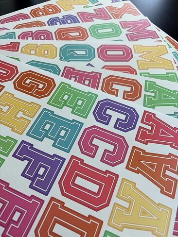 Rainbow Varsity Letterman Stickers, 150+ Vinyl Alphabet Stickers, 2.4 Inch Tall Decals for Arts, Crafts, Posters, and Scrapbooking in Saudi Arabia