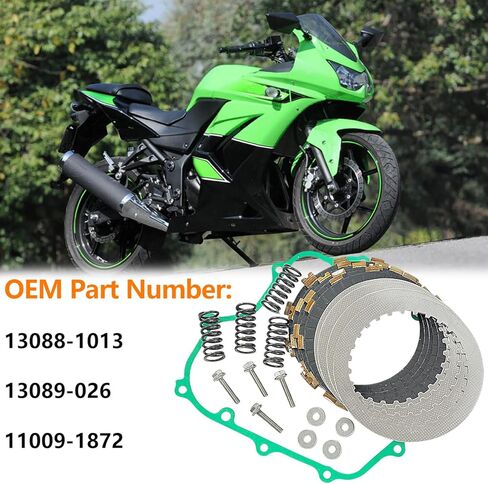 Clutch Friction Clutch Plate Gasket Kit with Springs Bolts Compatible with EX250 Ninja 250R 1988-2007 13088-1013 13089-026 11009-1872 in Kuwait
