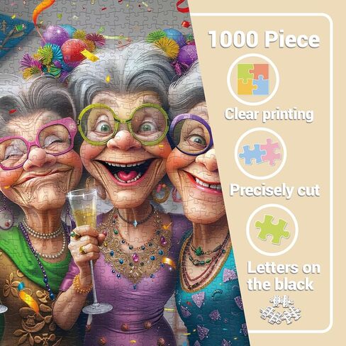 Grandma Friendship Puzzles for Adult 1000 Pieces. Funny Grandma Party Jigsaw Puzzles. Challenging Cute Old Woman Art Puzzles in Saudi Arabia