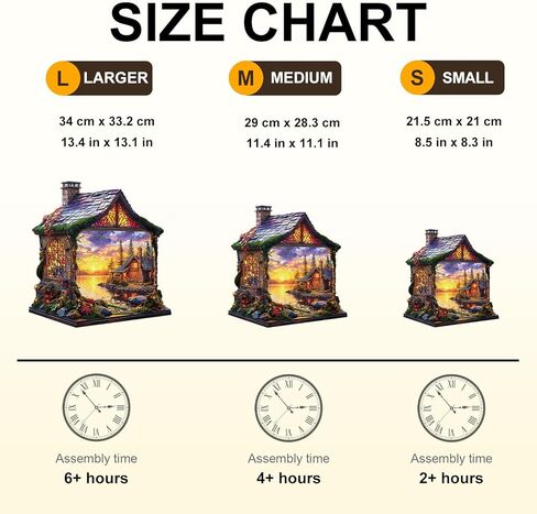 WOODBESTS Wooden Puzzles for Adults, Sunset Cottage Wooden Jigsaw Puzzle for Adults, Unique Animal Shape Wood Puzzles Adult, Xmas & Birthday Gifts for Puzzles Lovers (100 pcs, S, 8.5 * 8.3in) in Saudi Arabia