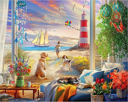 White Mountain 500 Piece Jigsaw Puzzle Beach Lighthouse Dog Puzzles with Large Pieces Gift for Adults and Family 18"x24" - Summer Road in Saudi Arabia