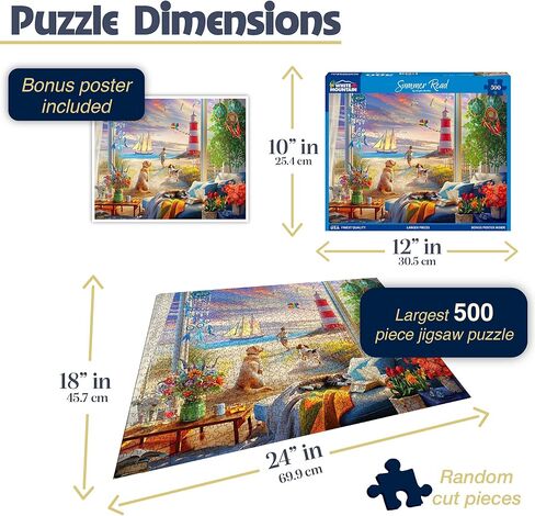 White Mountain 500 Piece Jigsaw Puzzle Beach Lighthouse Dog Puzzles with Large Pieces Gift for Adults and Family 18"x24" - Summer Road in Saudi Arabia