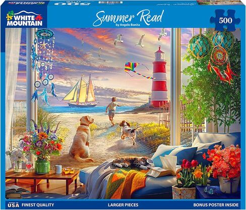White Mountain 500 Piece Jigsaw Puzzle Beach Lighthouse Dog Puzzles with Large Pieces Gift for Adults and Family 18"x24" - Summer Road in Saudi Arabia