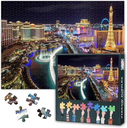 Puzzles for Adults 1000 Pieces: Las Vegas Strip City Night Landscape Jigsaw Puzzle - Challenging 1000 Piece Puzzle for Adults US City Skylines Artwork for Home Decor & Relaxation 27.5"x19.6"/70*50cm in Kuwait