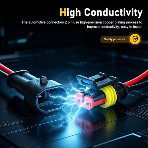 4 Set 2 Pin Waterproof Connector, Plug in Male and Female Electrical Connectors, 12V Plug Connector Harness, Fit for Car Truck Boat Motorcycle in Saudi Arabia