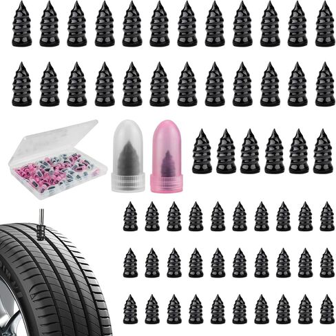 JAMIEWIN 60 PCS Tire Repair Screws Kit, Vacuum Self Sealing Tire Plugs Screw Type Rubber Nail Kit, Screw in Tire Plugs Heavy Duty for Car, Tractor, Motorcycle, Truck, SUV Tire Puncture Repair in Saudi Arabia